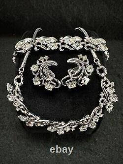 TRIFARI Lozenge SILVER Alfred Philippe Diamond Earrings Bracelet Necklace Set