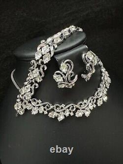 TRIFARI Lozenge SILVER Alfred Philippe Diamond Earrings Bracelet Necklace Set