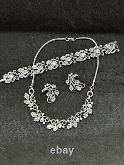 TRIFARI Lozenge SILVER Alfred Philippe Diamond Earrings Bracelet Necklace Set