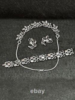 TRIFARI Lozenge SILVER Alfred Philippe Diamond Earrings Bracelet Necklace Set