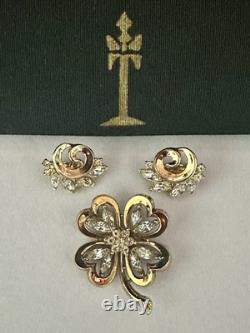 TRIFARI Lucky Clover Book Alfred Philippe Gold-Trifanium Rhinestones PAT PEND