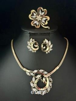 TRIFARI Lucky Clover Book Alfred Philippe Gold-Trifanium Rhinestones PAT PEND