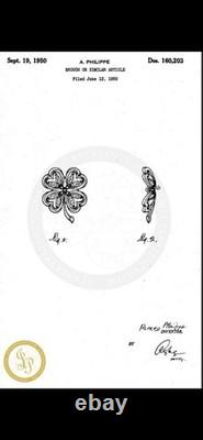 TRIFARI Lucky Clover Book Alfred Philippe Gold-Trifanium Rhinestones PAT PEND