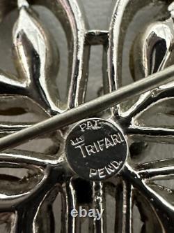 TRIFARI Lucky Clover Book Alfred Philippe Rhodium Rhinestones PAT PEND withBox