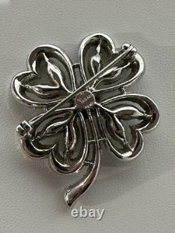 TRIFARI Lucky Clover Book Alfred Philippe Rhodium Rhinestones PAT PEND withBox