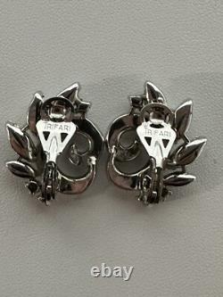 TRIFARI Lucky Clover Book Alfred Philippe Rhodium Rhinestones PAT PEND withBox