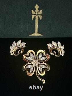TRIFARI Lucky Clover Book-Set 1950 Alfred Philippe Gold-Trifanium PAT PEND