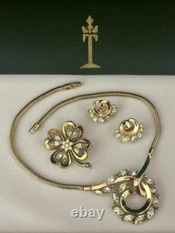 TRIFARI Lucky Clover Book-Set 1950 Alfred Philippe Gold-Trifanium PAT PEND