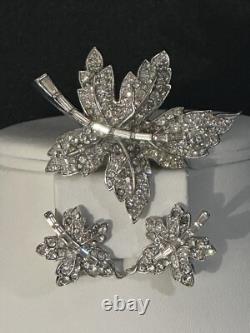 TRIFARI Maple Leaf Set Alfred Philippe Earrings Brooch Silver-Trifanium Book