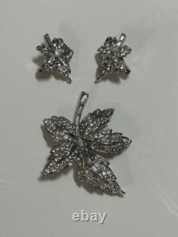 TRIFARI Maple Leaf Set Alfred Philippe Earrings Brooch Silver-Trifanium Book