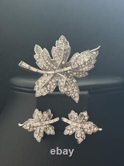 TRIFARI Maple Leaf Set Alfred Philippe Earrings Brooch Silver-Trifanium Book