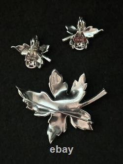 TRIFARI Maple Leaf Set Alfred Philippe Earrings Brooch Silver-Trifanium Book