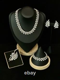 TRIFARI Navette Crystal Rhinestones Rhodium Parure Alfred Philippe PAT PEND Box