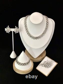 TRIFARI Navette Crystal Rhinestones Rhodium Parure Alfred Philippe PAT PEND Box TRIFARI Navette Crystal Rhinestones Rhodium Parure Alfred Philippe PAT PEND Box