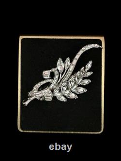TRIFARI Navette Crystal Rhinestones Rhodium Parure Alfred Philippe PAT PEND Box