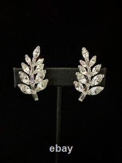 TRIFARI Navette Crystal Rhinestones Rhodium Parure Alfred Philippe PAT PEND Box