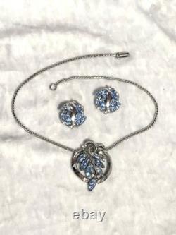 TRIFARI Navette Sapphire 1950-1951 Parure Alfred Philippe Rhodium PAT PEND withBox