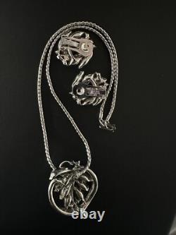 TRIFARI Navette Sapphire 1950-1951 Parure Alfred Philippe Rhodium PAT PEND withBox