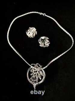 TRIFARI Navette Sapphire 1950-1951 Parure Alfred Philippe Rhodium PAT PEND withBox