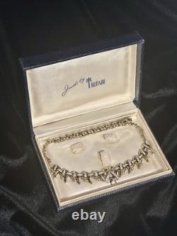 TRIFARI Necklace Ribbons Rhinestones Alfred Philippe Gold-Trifanium Pave' Crown