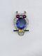 TRIFARI Owl Rhinestone & Enamel FUR CLIP Blue Belly Art Deco Alfred Philippe