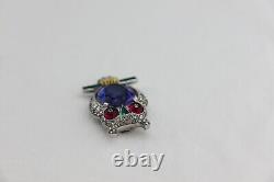TRIFARI Owl Rhinestone & Enamel FUR CLIP Blue Belly Art Deco Alfred Philippe
