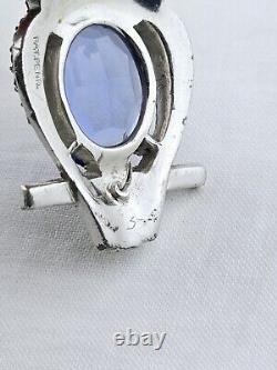 TRIFARI Owl Rhinestone & Enamel FUR CLIP Blue Belly Art Deco Alfred Philippe