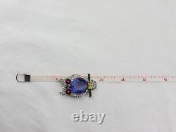TRIFARI Owl Rhinestone & Enamel FUR CLIP Blue Belly Art Deco Alfred Philippe