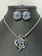 TRIFARI Parure BLUE Navette Alfred Philippe Necklace Earrings Marquise Floral