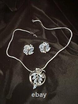 TRIFARI Parure BLUE Navette Alfred Philippe Necklace Earrings Marquise Floral