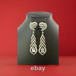 TRIFARI Peacock Dangle Earrings Alfred Philippe Rhodium Rhinestones withBox TRIFARI Peacock Dangle Earrings Alfred Philippe Rhodium Rhinestones withBox