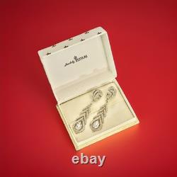 TRIFARI Peacock Dangle Earrings Alfred Philippe Rhodium Rhinestones withBox