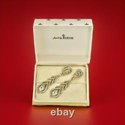 TRIFARI Peacock Dangle Earrings Alfred Philippe Rhodium Rhinestones withBox TRIFARI Peacock Dangle Earrings Alfred Philippe Rhodium Rhinestones withBox