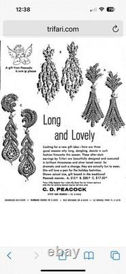 TRIFARI Peacock Drop-Dangle Earrings Alfred Philippe Rhodium Rhinestones
