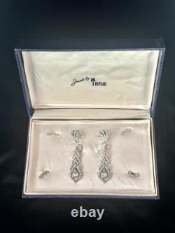 TRIFARI Peacock Drop-Dangle Earrings Alfred Philippe Rhodium Rhinestones TRIFARI Peacock Drop-Dangle Earrings Alfred Philippe Rhodium Rhinestones