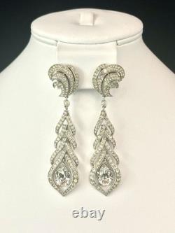 TRIFARI Peacock Drop-Dangle Earrings Alfred Philippe Rhodium Rhinestones