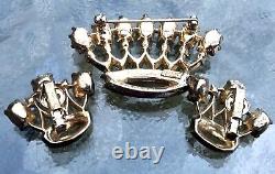 TRIFARI Philippe 40s DEAREST Royal Crown Crest Coronation Brooch Pin + Earrings