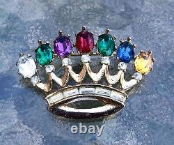 TRIFARI Philippe 40s DEAREST Royal Crown Crest Coronation Brooch Pin + Earrings