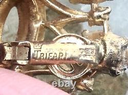 TRIFARI Philippe 40s DEAREST Royal Crown Crest Coronation Brooch Pin + Earrings