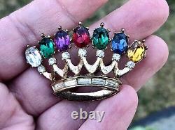 TRIFARI Philippe 40s DEAREST Royal Crown Crest Coronation Brooch Pin + Earrings