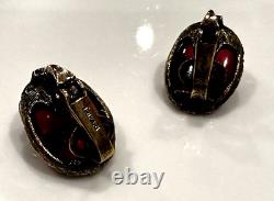 TRIFARI Philippe Renaissance Collection Cranberry Gripoix Clip On Earrings EUC