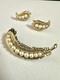 TRIFARI Plume Book-Set Alfred Philippe Feather Brooch Earrings Gold Pearls
