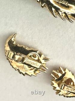 TRIFARI Plume Book-Set Alfred Philippe Feather Brooch Earrings Gold Pearls
