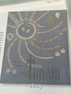 TRIFARI Plume Book-Set Alfred Philippe Feather Brooch Earrings Gold Pearls