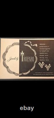 TRIFARI Premiere 1953 Set Crystal Baguettes Rhodium Alfred Philippe Box