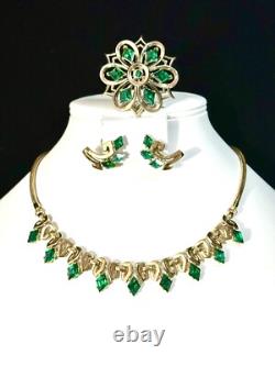 TRIFARI Queen Of Diamonds Set Alfred Philippe Trifanium Diamonds Emerald-Green