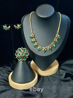 TRIFARI Queen Of Diamonds Set Alfred Philippe Trifanium Diamonds Emerald-Green