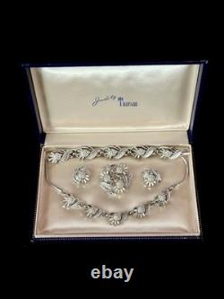 TRIFARI Radiance Thistle 1954 Set Rhinestones Rhodium Alfred Philippe Box