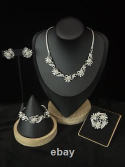 TRIFARI Radiance Thistle 1954 Set Rhinestones Rhodium Alfred Philippe Box