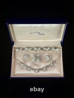 TRIFARI Radiance Thistle 1954 Set Rhinestones Rhodium Alfred Philippe Box
